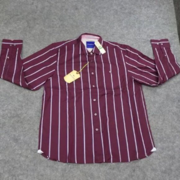 Tommy Bahama Other - Tommy Bahama Button Up Shirt Mens Large Moroon Long Sleeve Regular Fit Striped C